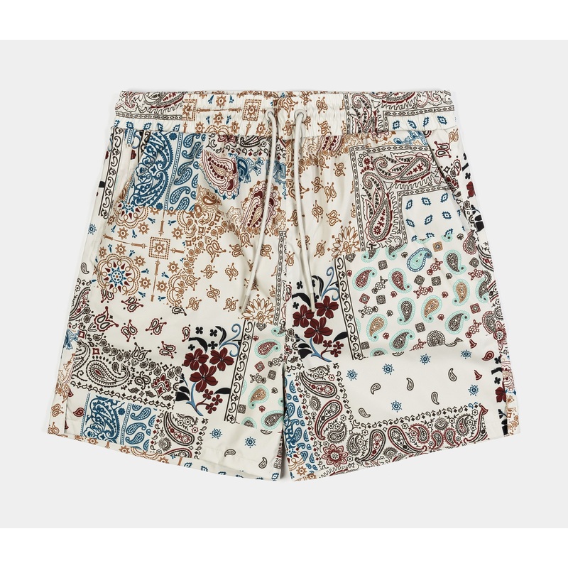 Rose Paisley Hybrid Mens Shorts (Tan/Red)