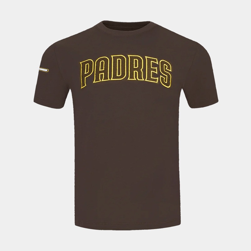 San Diego Padres Classic Mens Short Sleeve Shirt (Brown/Yellow)