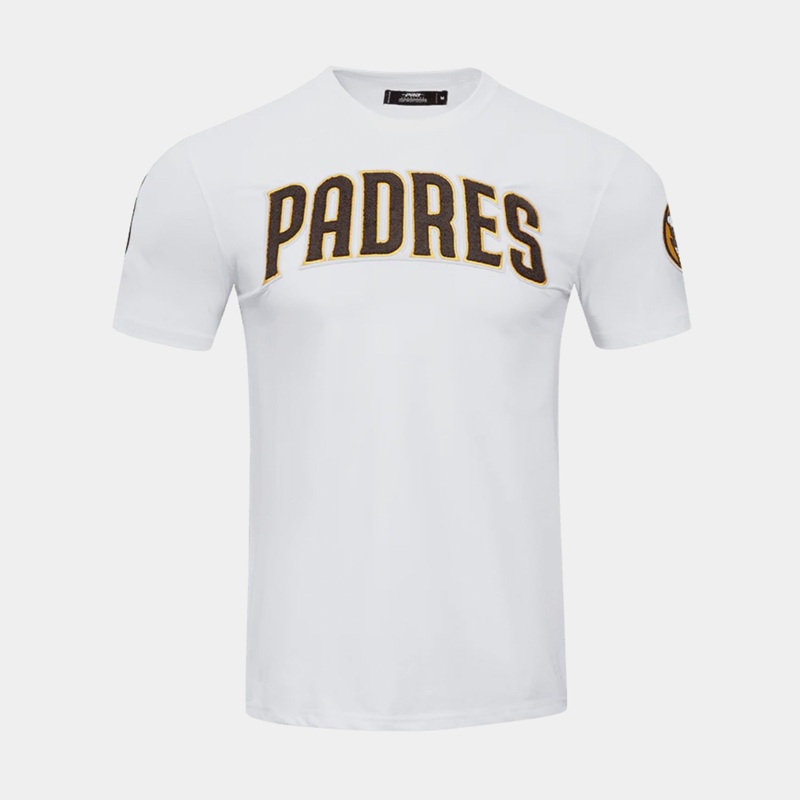 San Diego Padres Classic Mens Short Sleeve Shirt (White/Brown)