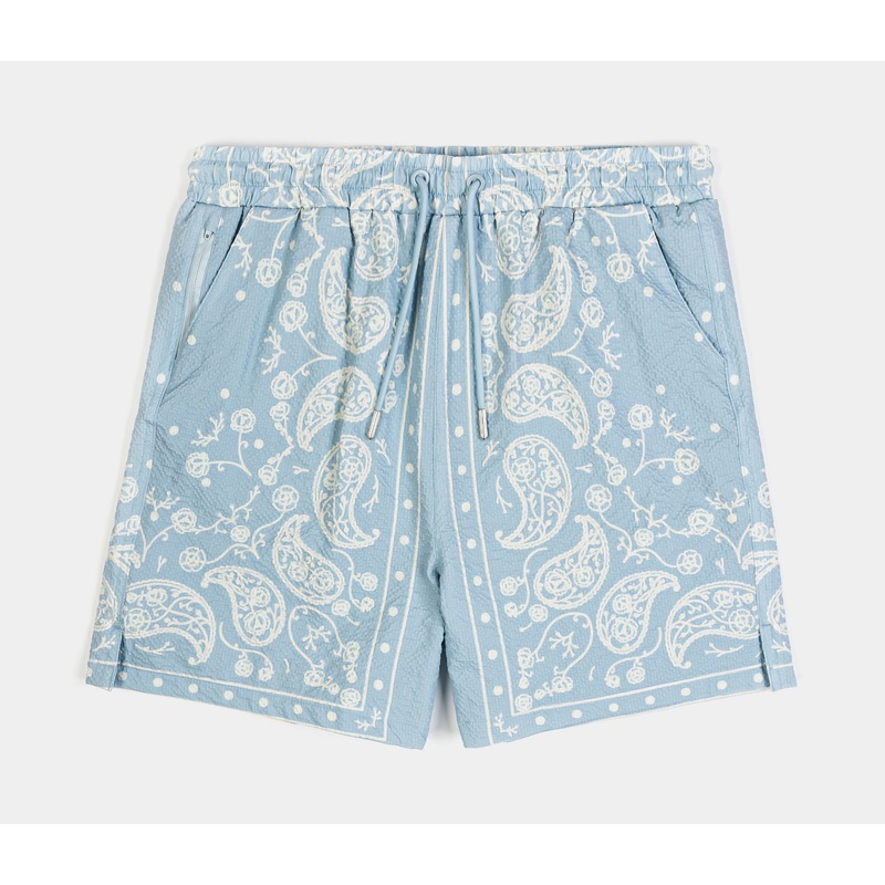 Sky Blue Paisley Hybrid Mens Shorts (Blue/White)