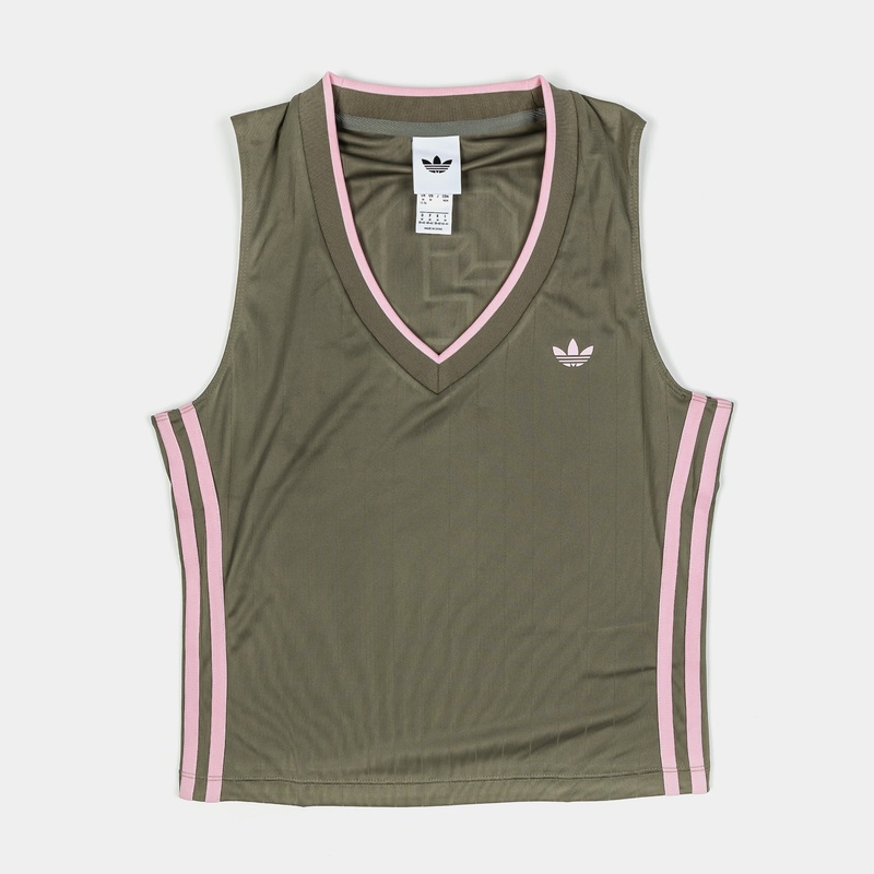 Soccer Summer V Neck Tank Womens Short Sleeve (Olive/Pink)