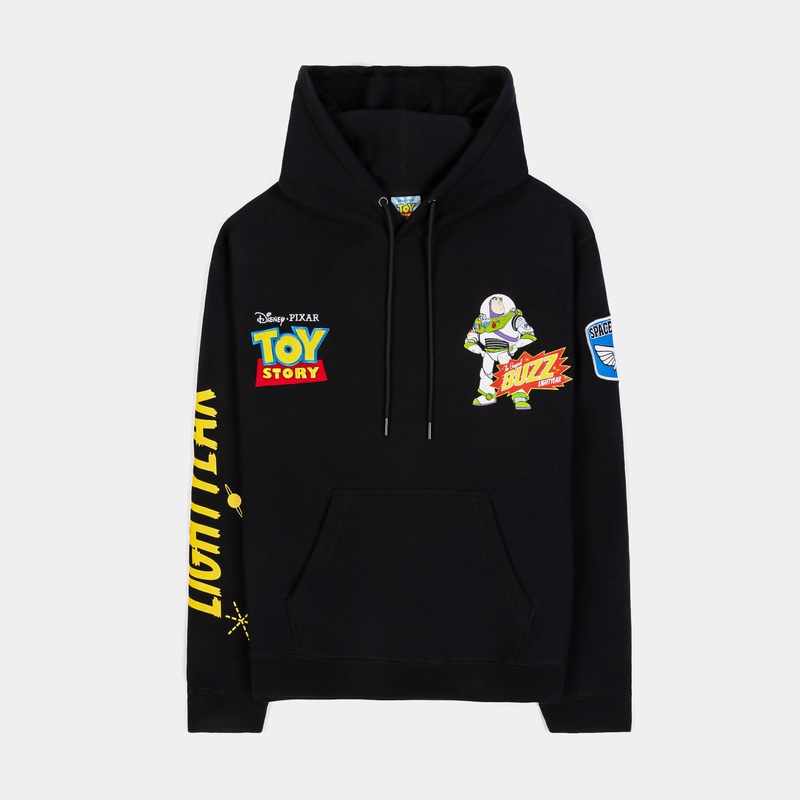 Toy Story By  Buzz Pullover Mens Hoodie (Black/Yellow)