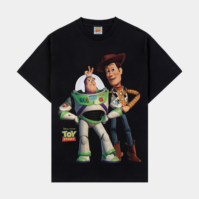 Toy Story By  Buzz & Woody Mens Short Sleeve Shirt (Black)