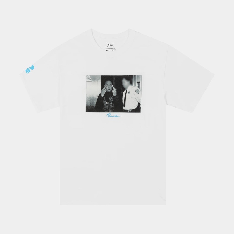 Tupac Icon 2 Mens Short Sleeve Shirt (White/Blue)