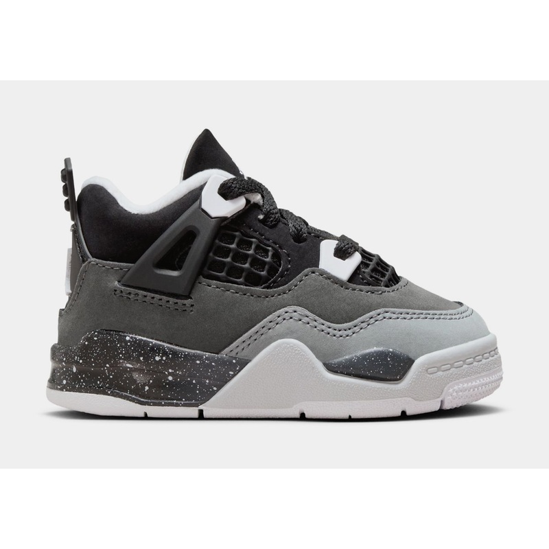Air Jordan 4 Retro Fear Infant Toddler Lifestyle Shoes (Black/White/Cool Grey/Pure Platinum)