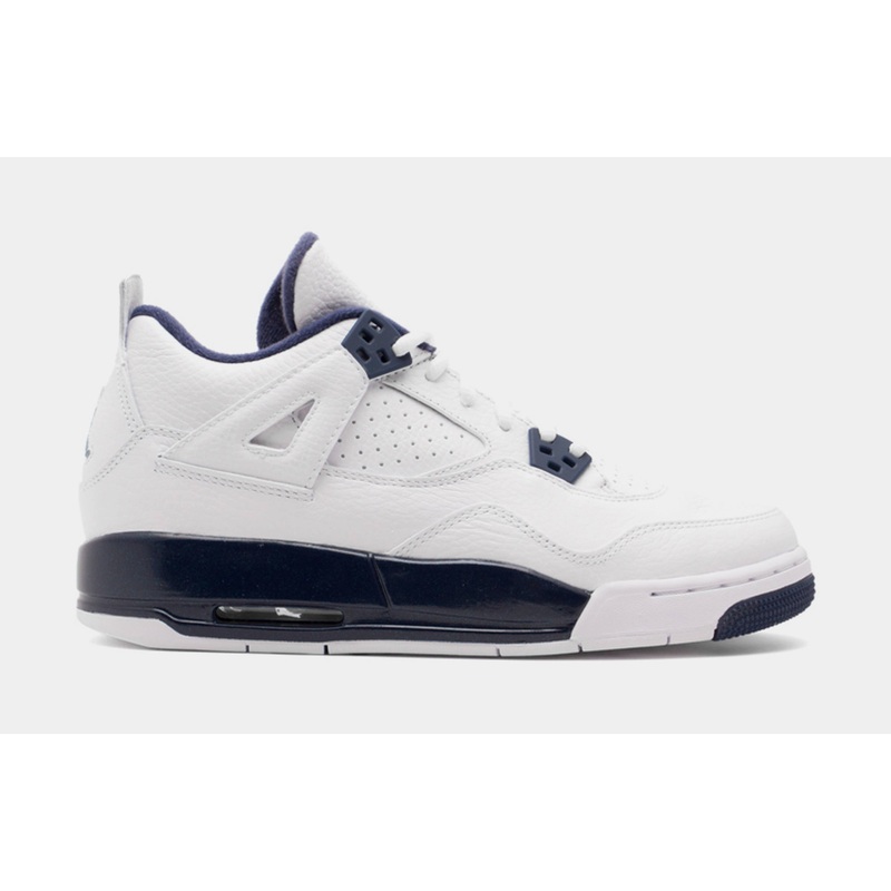 Air Jordan Retro 4 Legend Blue Grade School Lifestyle Shoe (White/Legend Blue/Navy)
