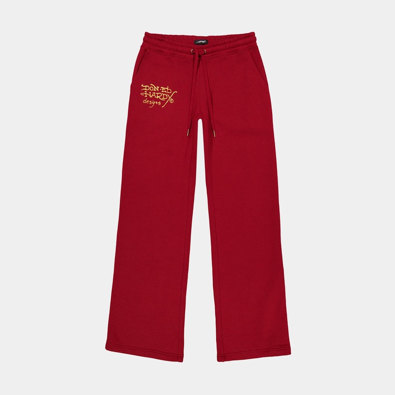 Amor Butterfly Fleece Cargo Womens Sweatpants (Red/Black)