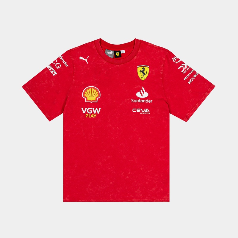 Desert Sun Scuderia Ferrari Race Las Vegas Team Mens Short Sleeve Shirt (Red)