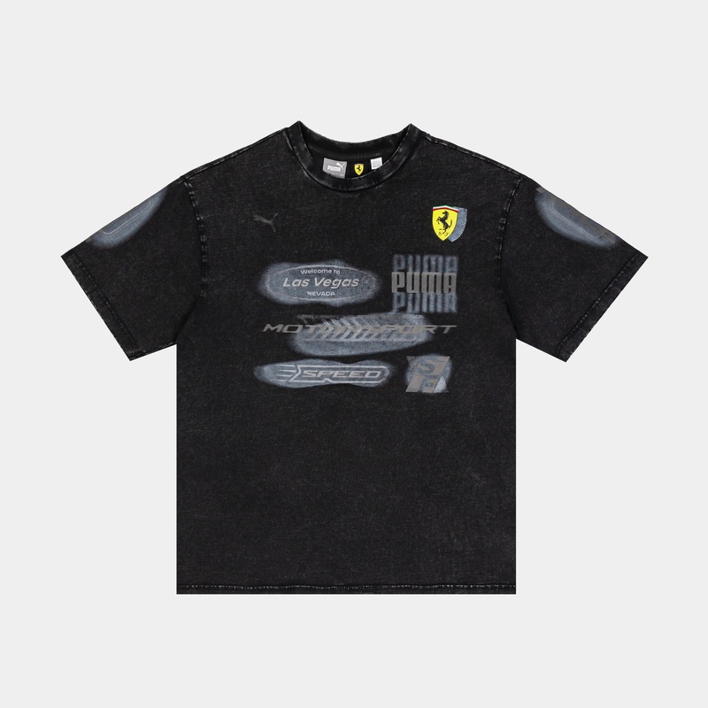 Desert Sun Scuderia Ferrari Race Statement Mens Short Sleeve Shirt (Black/Grey)