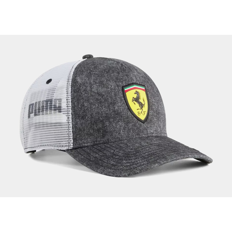 Desert Sun Scuderia Ferrari Race Trucker Mens Hat (Grey/Yellow)