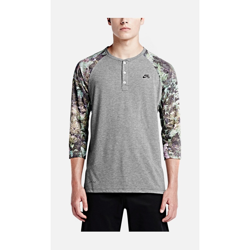 Dri-FIT Fern Henley Mens Shirt (Grey)
