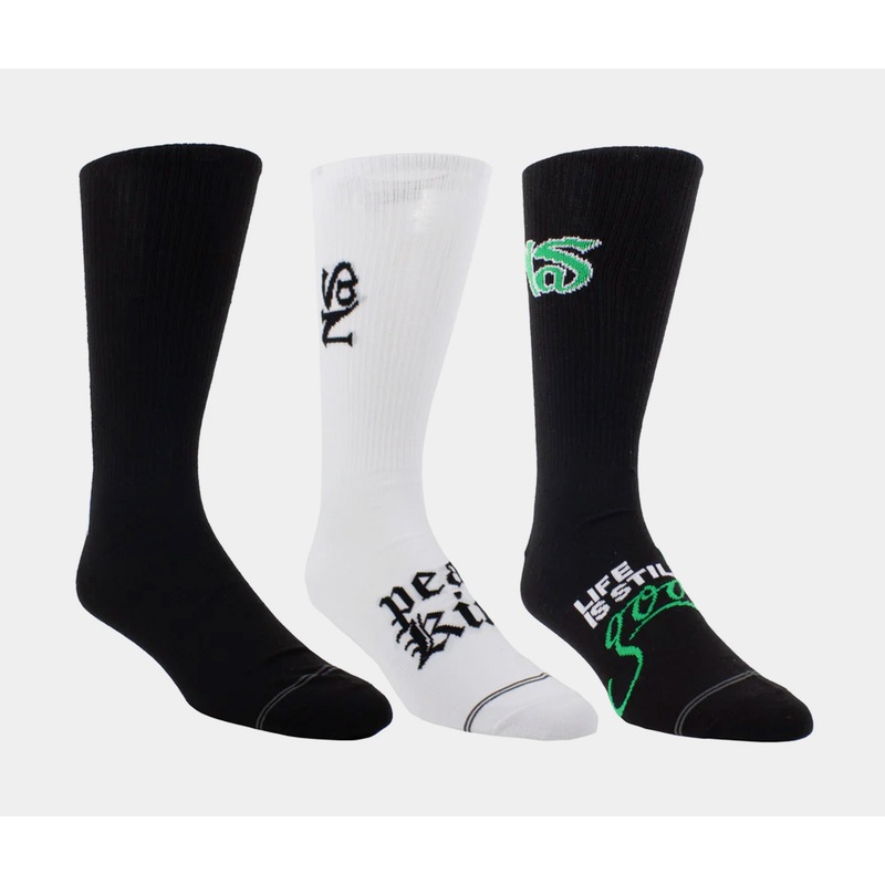 Nas 3 Pack Crew Mens Sock (Black)