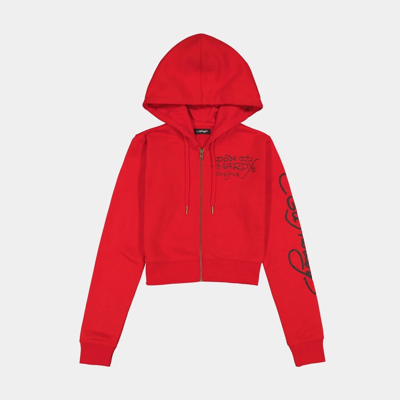 Panther Dagger Full Zip Womens Hoodie (Red/Black)