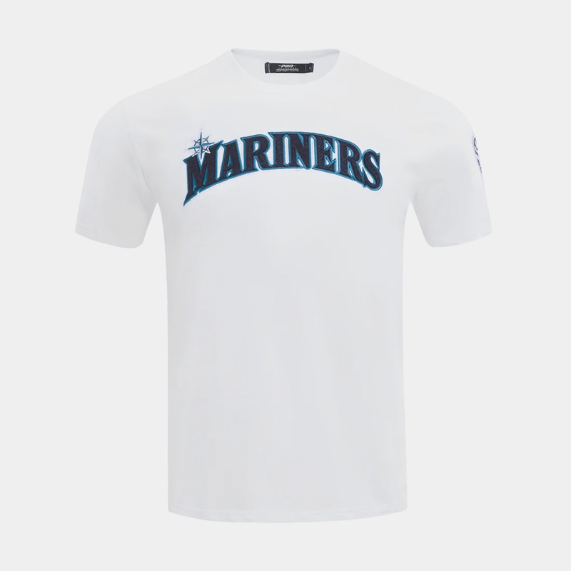 Seattle Mariners Classic Mens Short Sleeve Shirt (White/Navy)