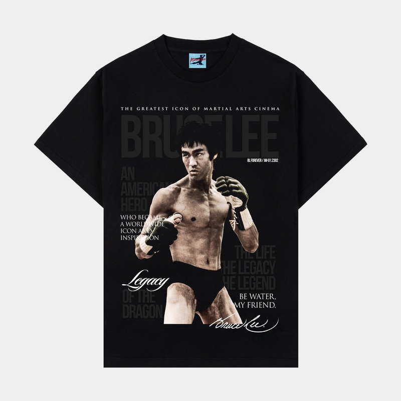SP x Bruce Lee Magazine Mens Short Sleeve Shirt (Black/Grey)