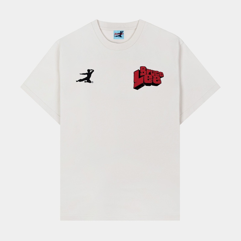 SP x Bruce Lee Poster Mens Short Sleeve Shirt (Beige/Red)