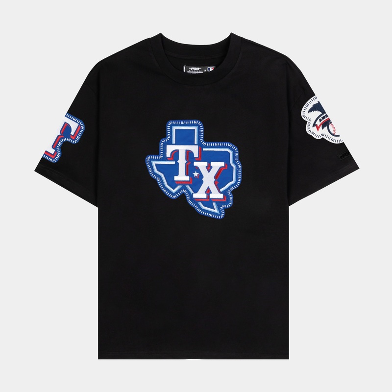 Texas Rangers DIY Pick Stitch Mens Short Sleeve Shirt (Black/White)