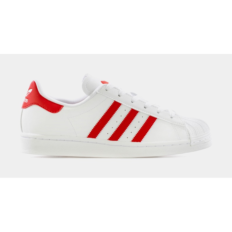Superstar Grade School Lifestyle Shoe (White/Red)
