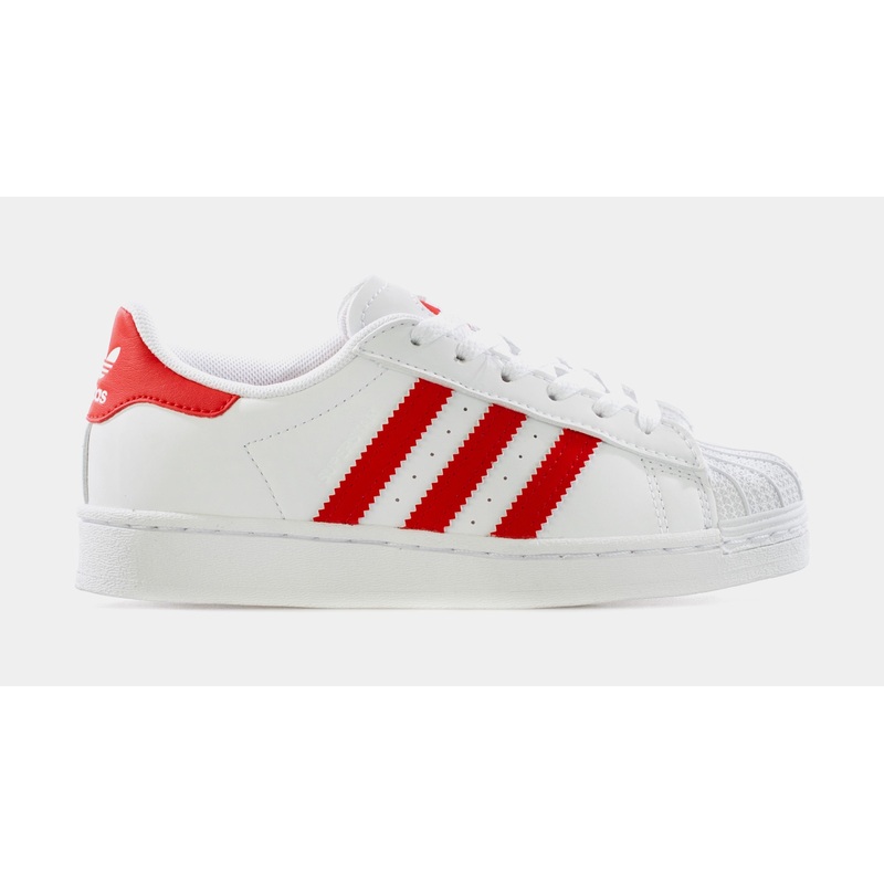 Superstar Preschool Lifestyle Shoe (White/Red)