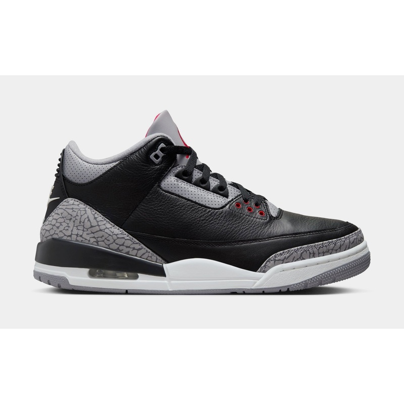 Air Jordan 3 Retro Black Cement Mens Lifestyle Shoes (Black/Fire Red/Cement Grey/Summit White)