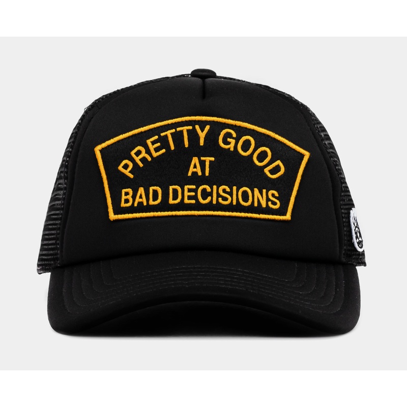 Bad Decisions Mesh Trucker Mens Hat (Black/Yellow)