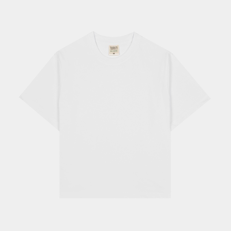 Cropped Tee Mens Short Sleeve Shirt (White)