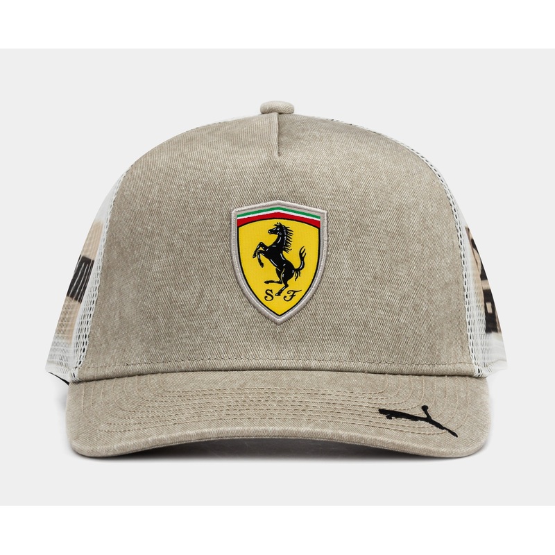 Desert Sun Scuderia Ferrari Race Trucker Mens Hat (Yellow/Beige)