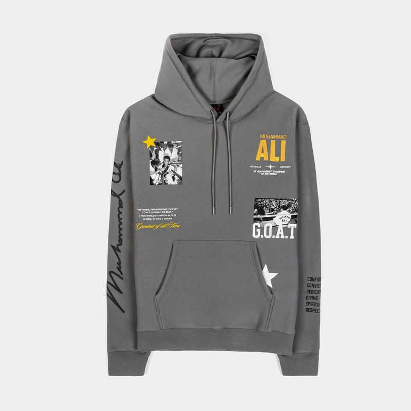 SP x Muhammad Ali GOAT Pullover Mens Hoodie (Grey/Yellow)