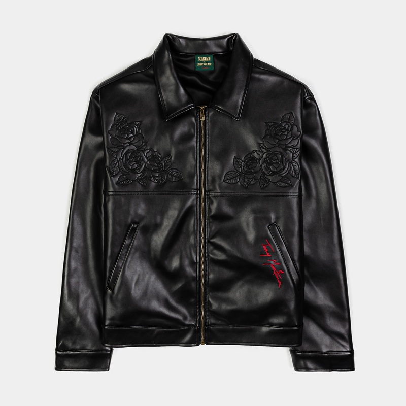 SP x Scarface Roses Leather Mens Jacket (Black)