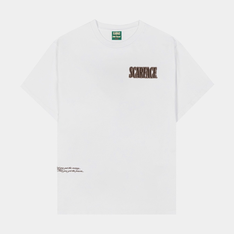 SP x Scarface Tony Portrait Mens Short Sleeve Shirt (White/Taupe)