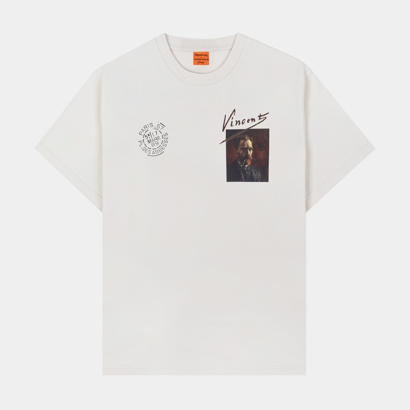 SP x Van Gogh Museum Letter Mens Short Sleeve Shirt (Beige/Brown)