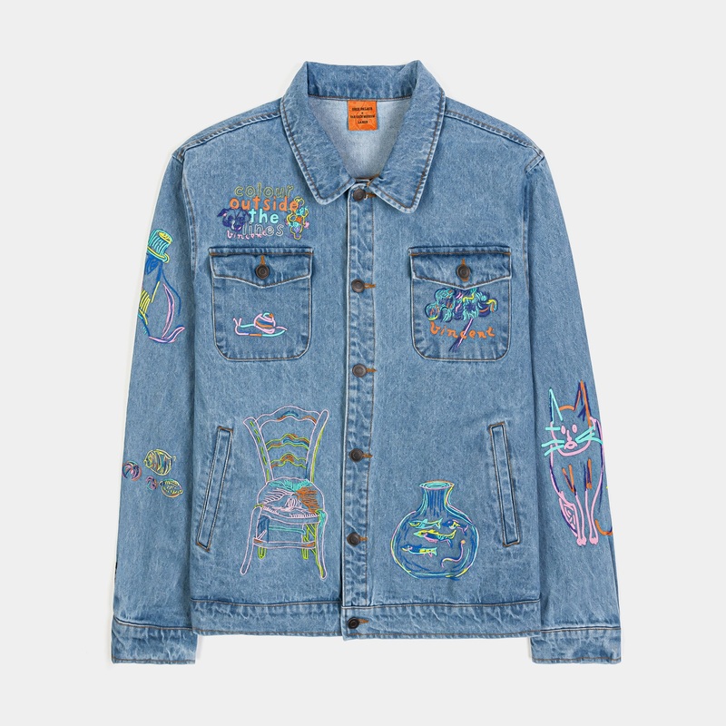 SP x Van Gogh Outside The Line Denim Mens Jacket (Blue/Pink)