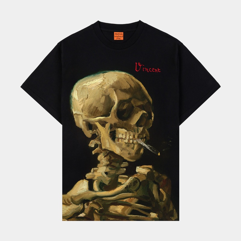 SP x Van Gogh Skull Mens Short Sleeve Shirt (Black/Beige)