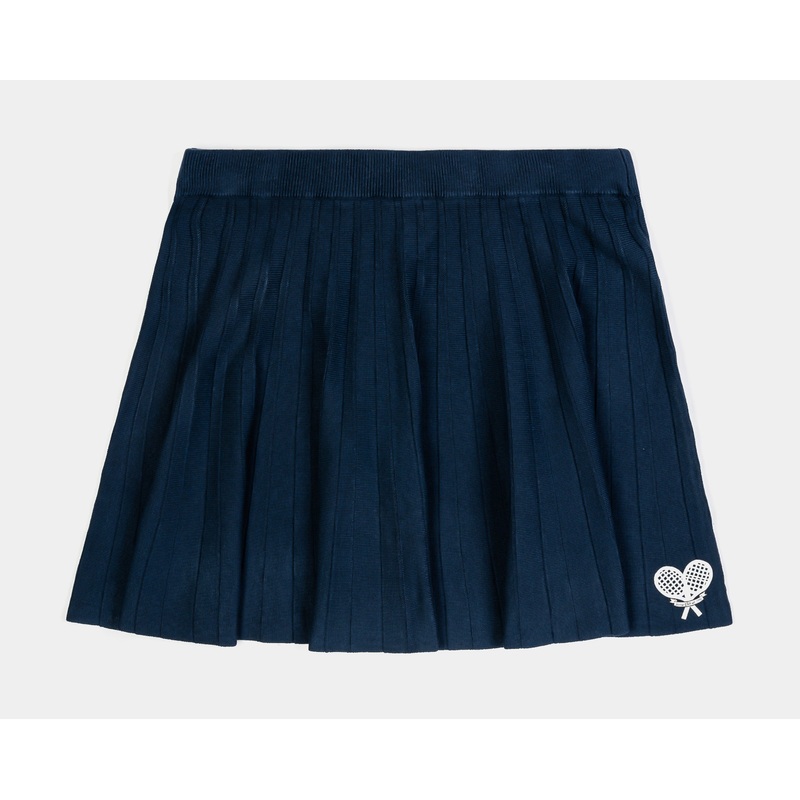 Tennis Knit Pleated Womens Skirt (Blue/White)
