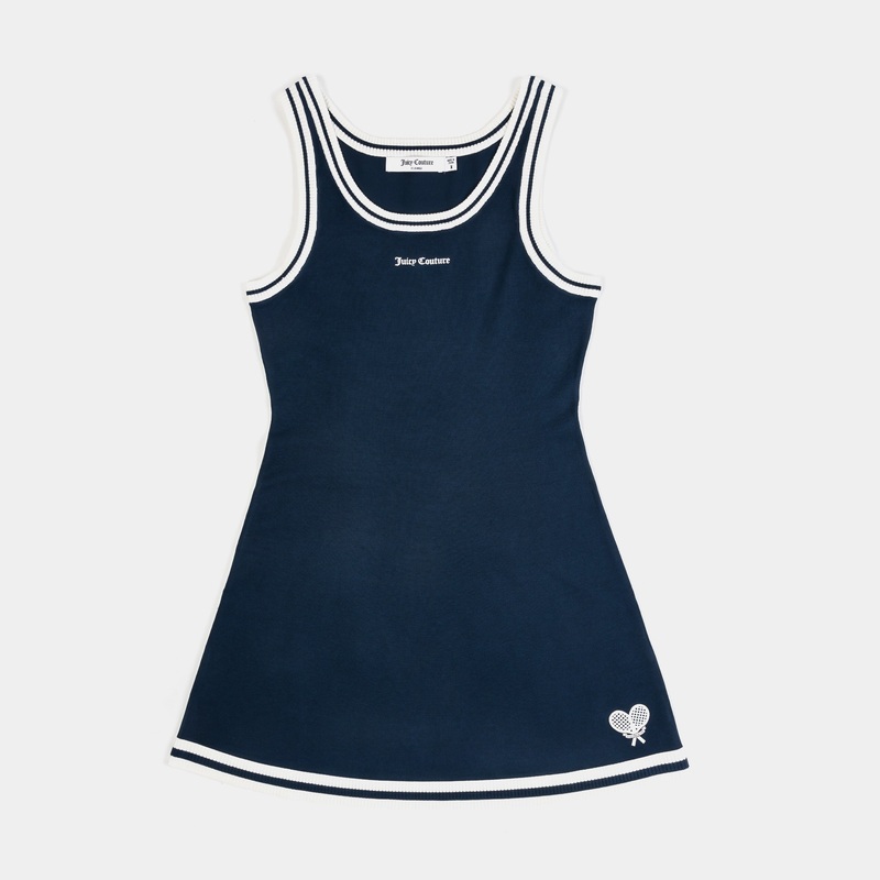 Tennis Knit Womens Dress (Blue/White)