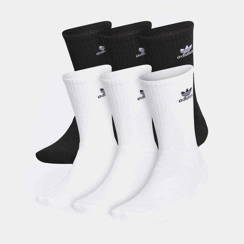 Trefoil Crew 6 Pack Mens Socks (Black/White)