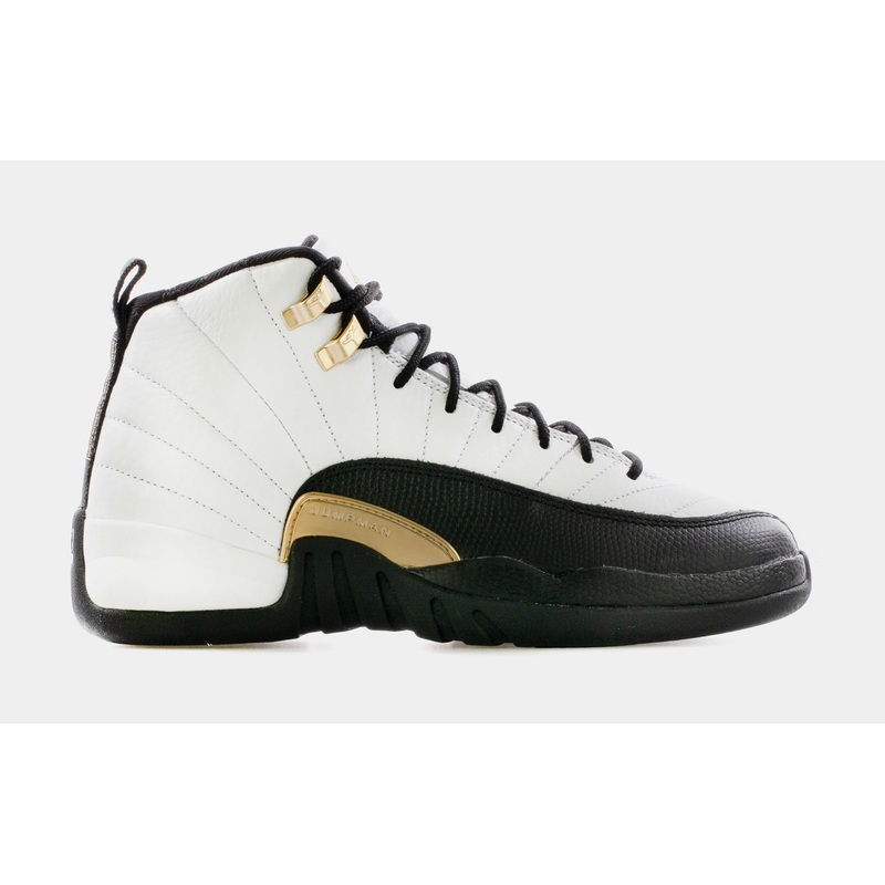 Air Jordan 12 Retro Royalty Grade School Lifestyle Shoes (White/Black/Metallic Gold) Free Shipping