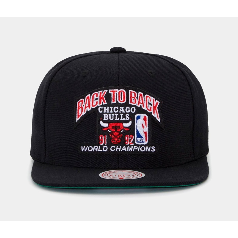 Chicago Bulls Back-To-Back Champions Snapback Cap Mens Hat (Black)