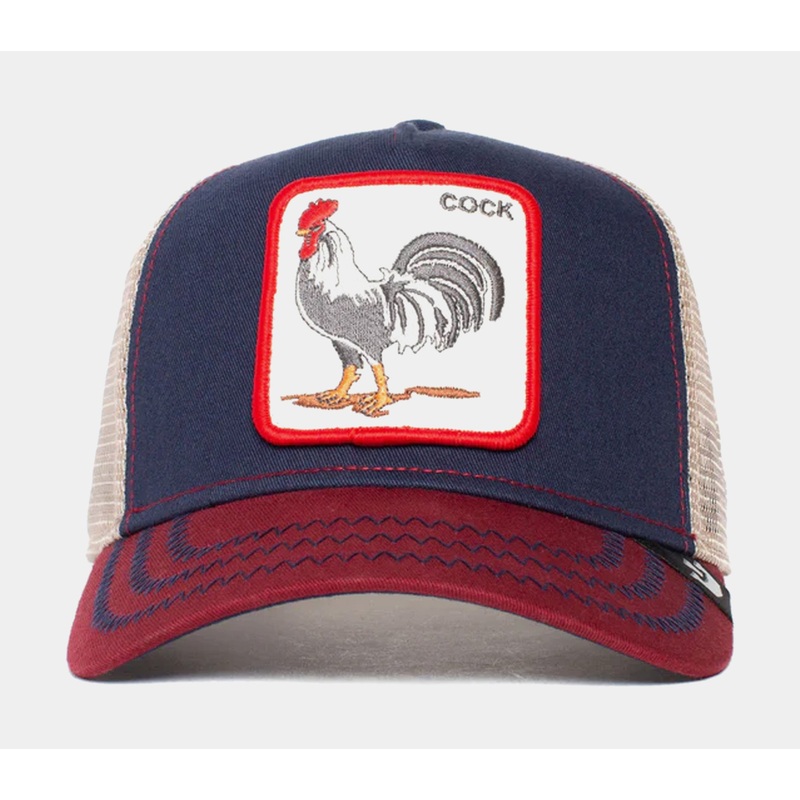 All American Rooster Trucker Hat Mens Hat (Blue/Red)