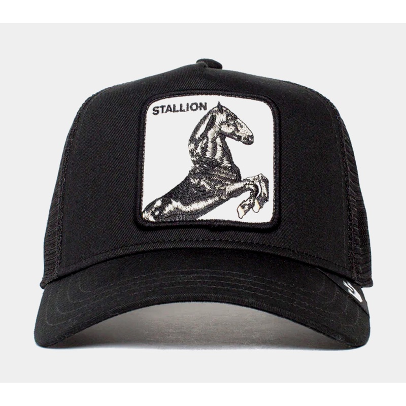 Black Stallion Trucker Mens Hat (Black)