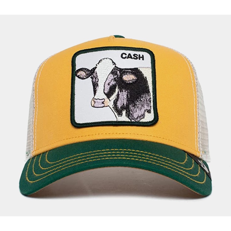 The Cash Cow Trucker Mens Hat (White/Yellow)