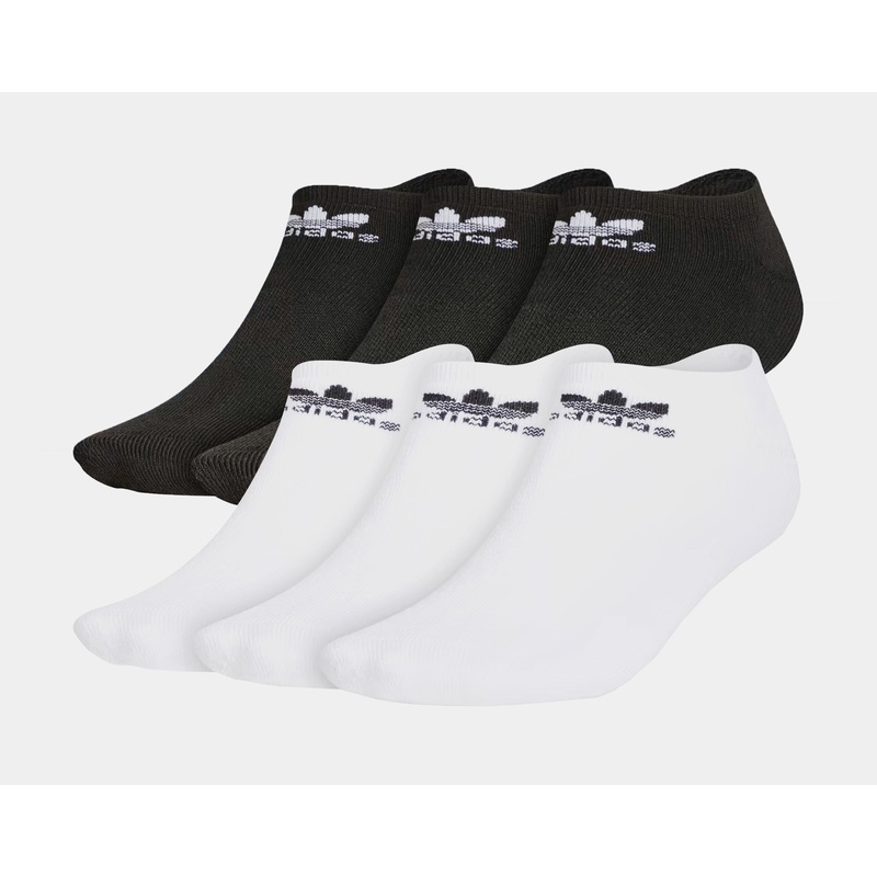 Trefoil 6 Pack No-Show Mens Socks (Black/White)