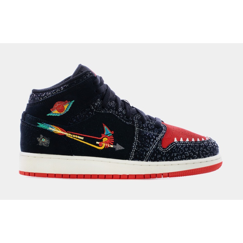 Air Jordan 1 Retro Mid Siempre Familia Grade School Lifestyle Shoes (Black/Red) Free Shipping