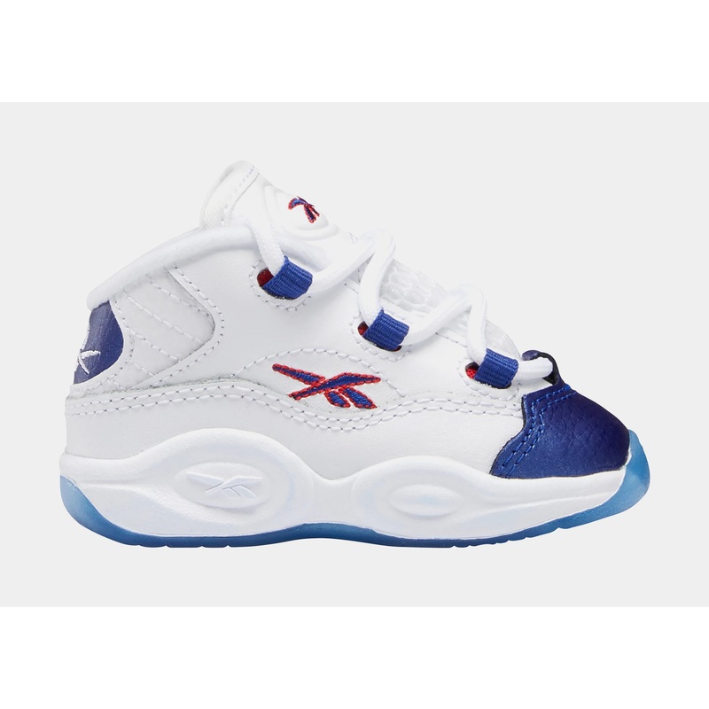 Question Mid Blue Toe Infant Toddler Basketball Shoes (White/Blue)