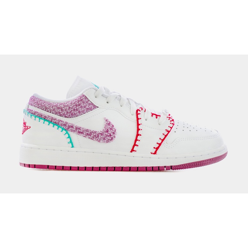 Air Jordan 1 Low Knit Grade School Lifestyle Shoes (White/Pink) Free Shipping