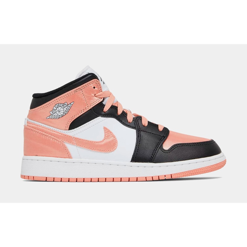 Air Jordan 1 Mid White Light Madder Root Grade School Lifestyle Shoes (Pink/White)