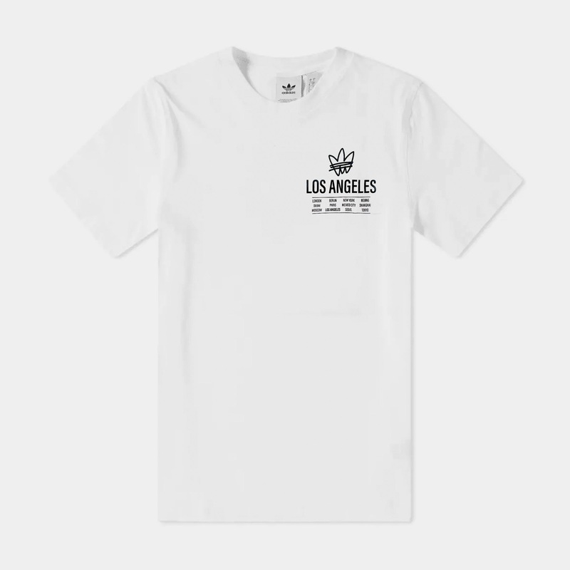Hand Drawn LA Mens Short Sleeve Shirt (White)