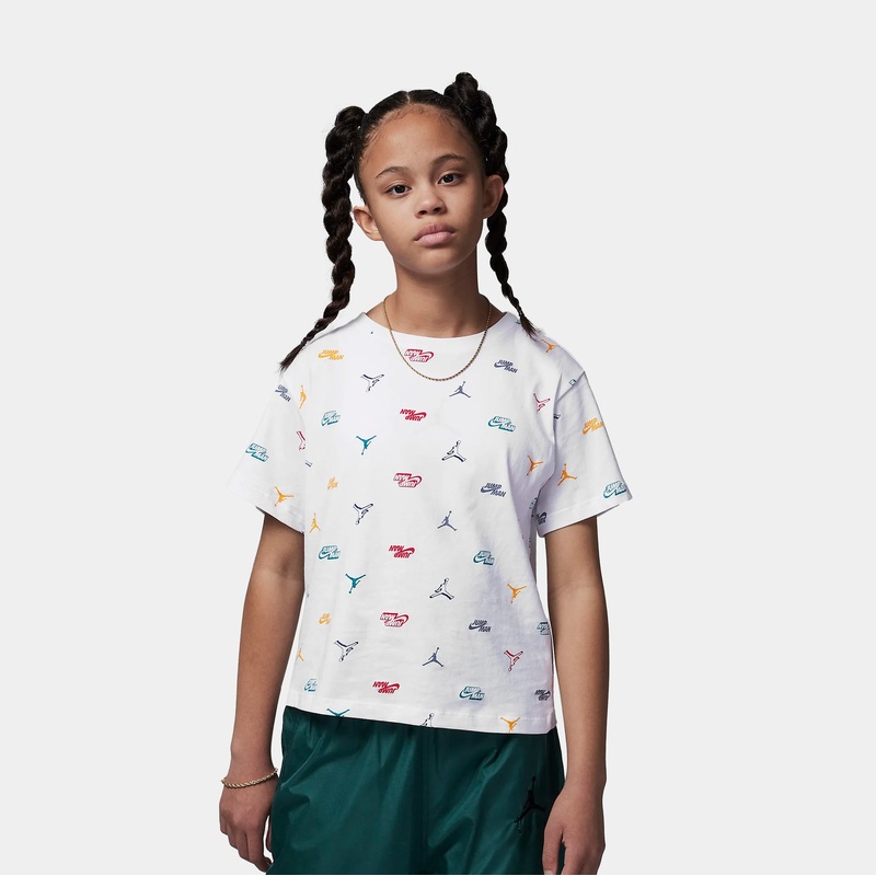 Modern All Over Print Tee Grade School Tshirt (White)