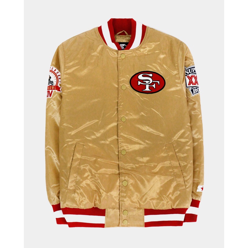 San Francisco 49ers Letterman Jacket Mens Jacket (Gold/Red)