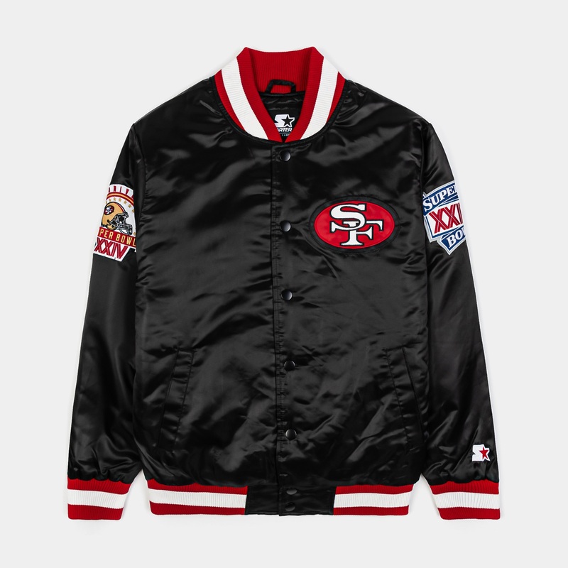 San Francisco 49ers Letterman Mens Jacket (Black)